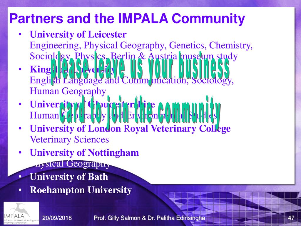 Partners and the IMPALA Community