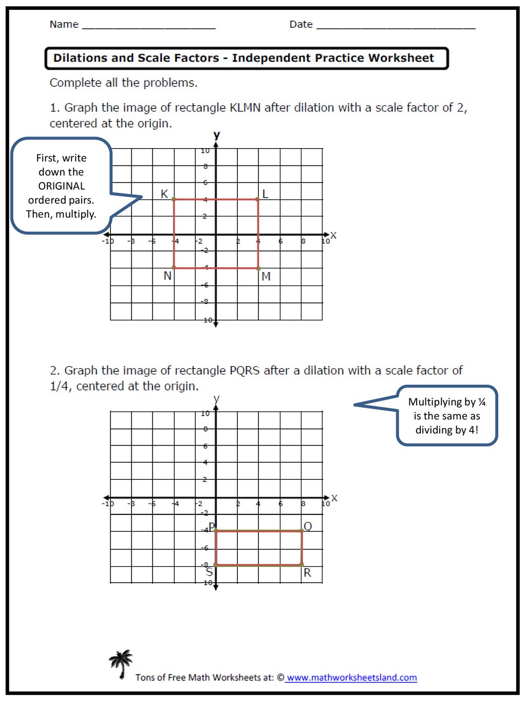 Dilations And Scale Factors Independent Practice Worksheet Intended For Dilations And Scale Factor Worksheet