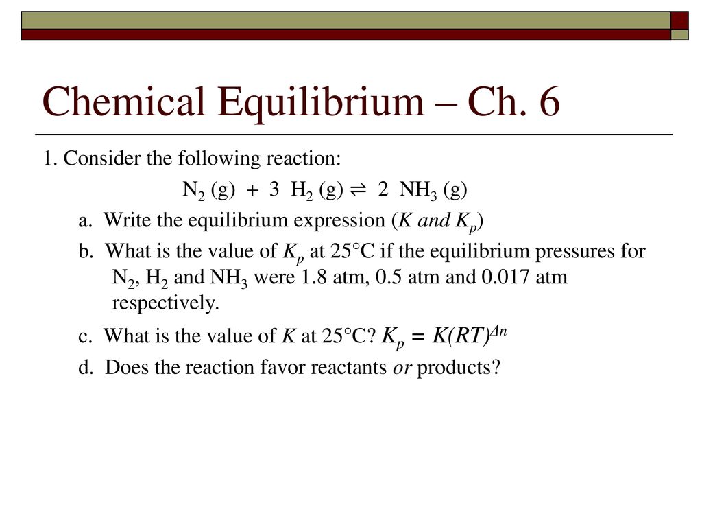Chemical Equilibrium Chapter 6 Ppt Download