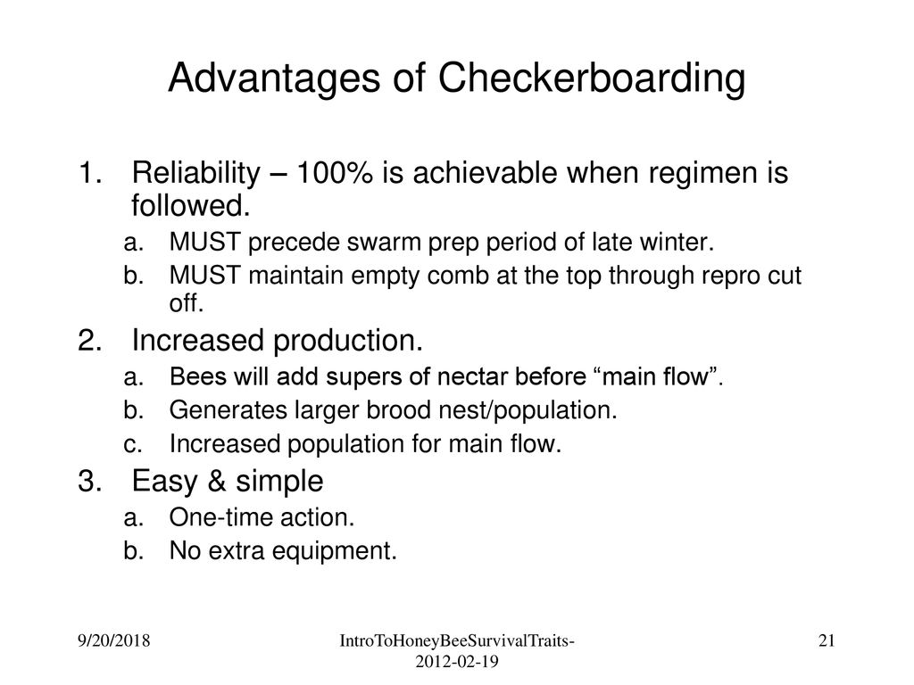Advantages of Checkerboarding