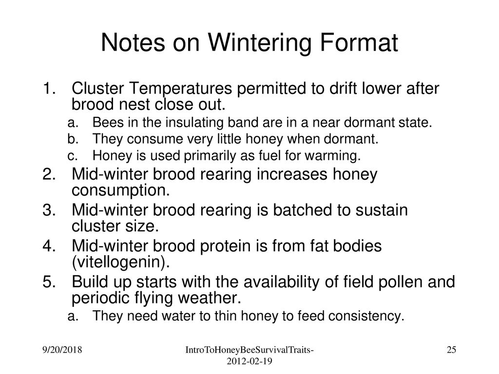 Notes on Wintering Format