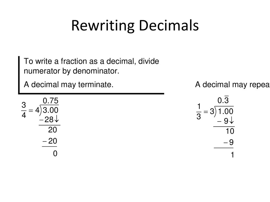 Rewriting Decimals