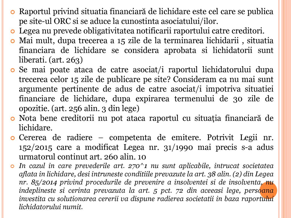 Lichidarea Societăților Cu Datorii Sub Valoarea Prag De Insolventa Ppt Download