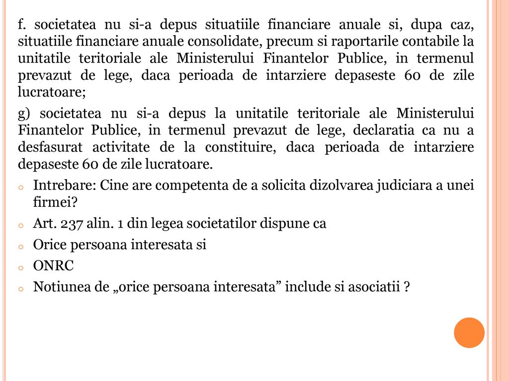 Lichidarea Societăților Cu Datorii Sub Valoarea Prag De Insolventa Ppt Download