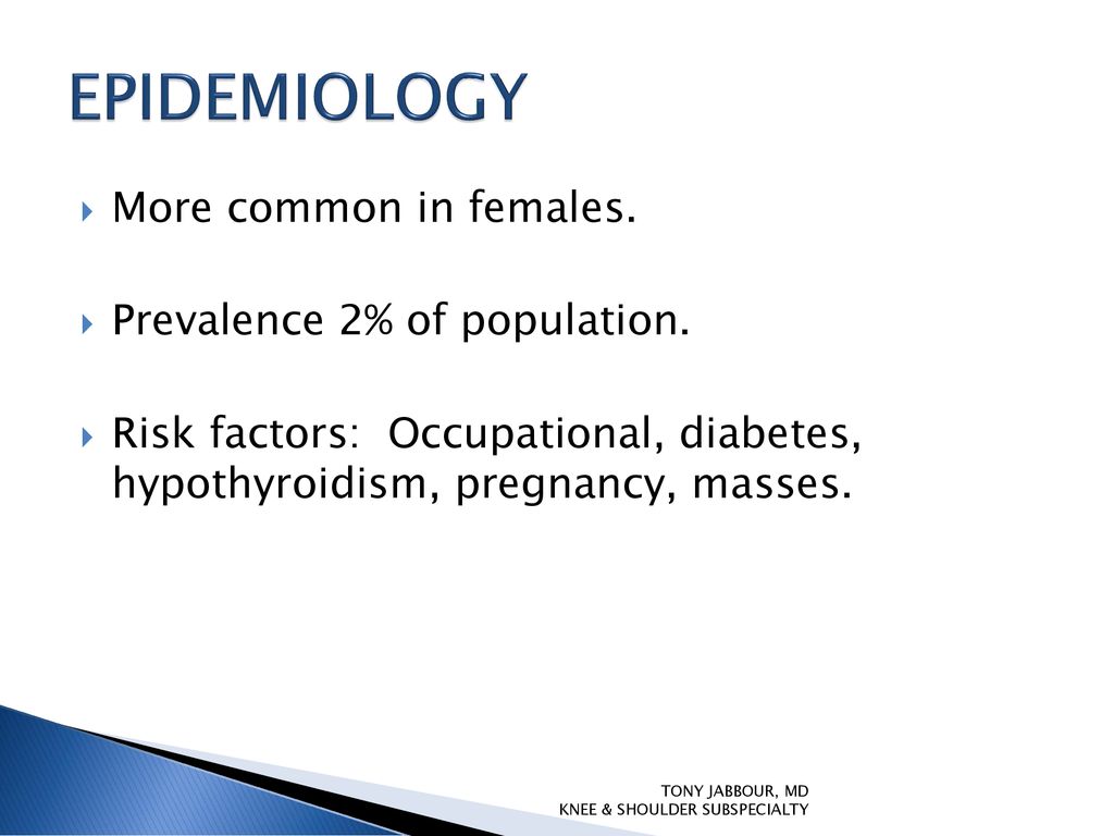 EPIDEMIOLOGY More common in females. Prevalence 2% of population.