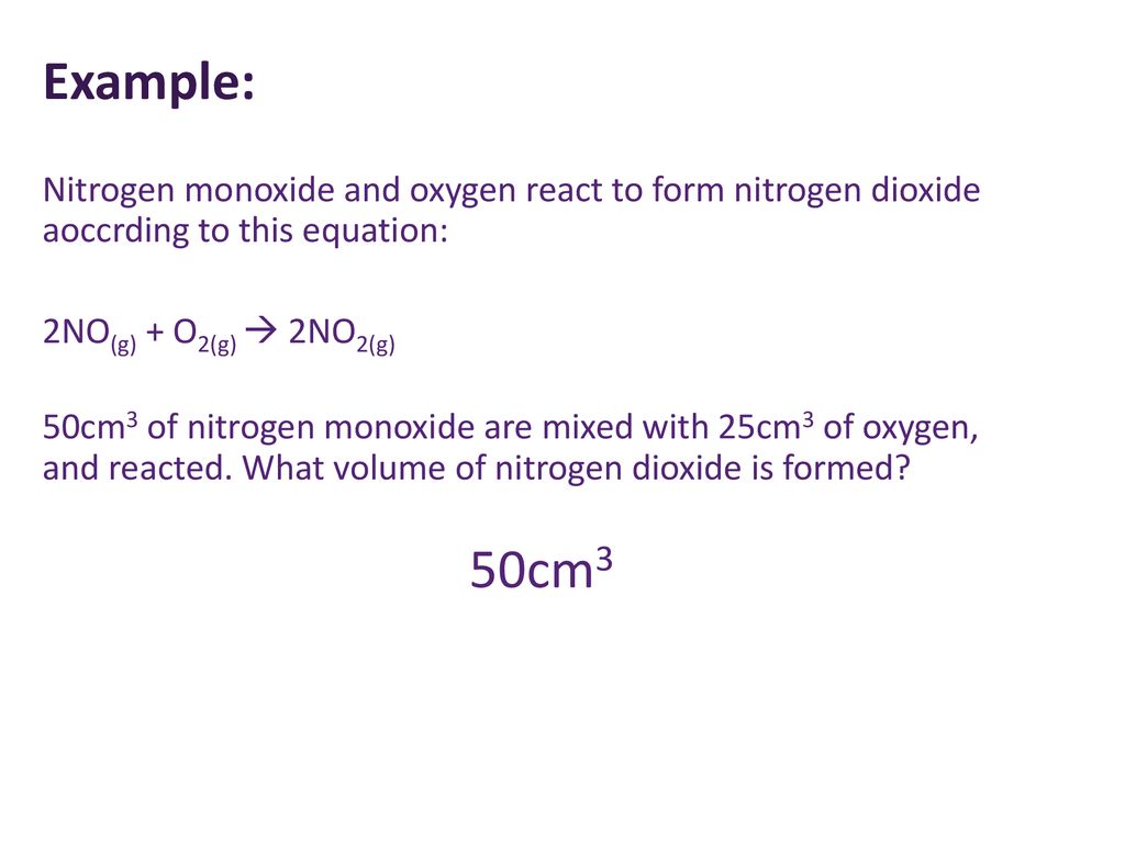 Solved Nitrogen monoxide reacts with oxygen gas to form