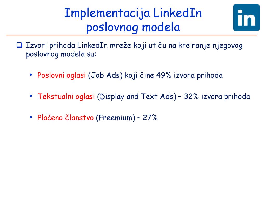Implementacija LinkedIn poslovnog modela