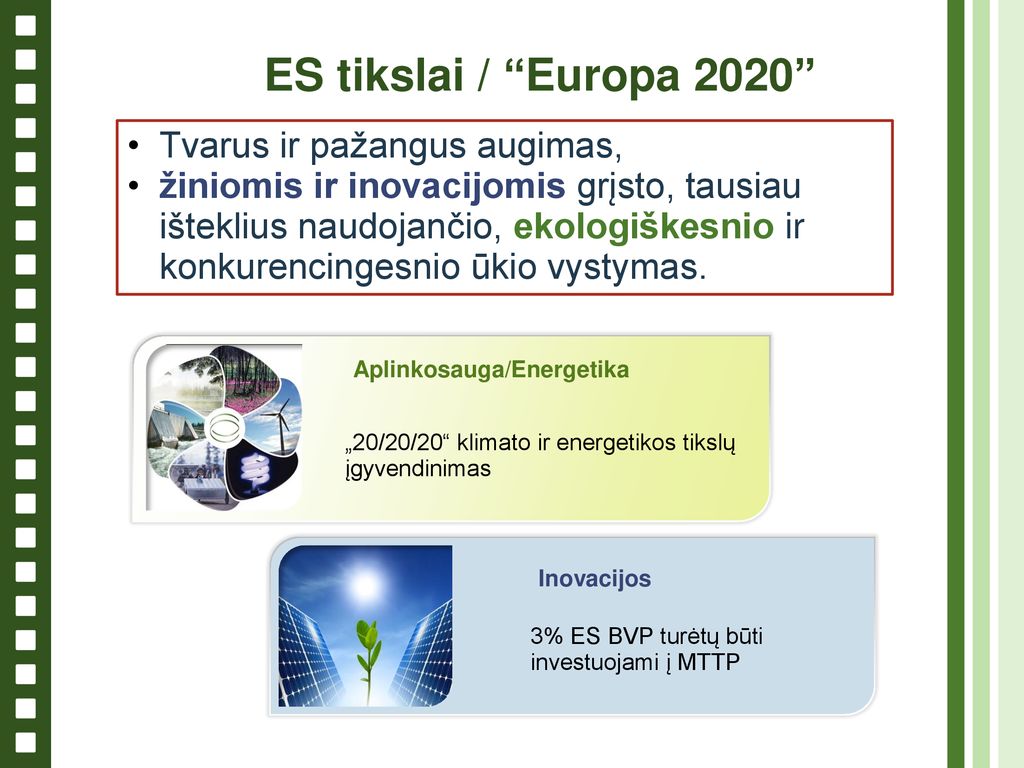 ES tikslai / Europa 2020 Tvarus ir pažangus augimas,