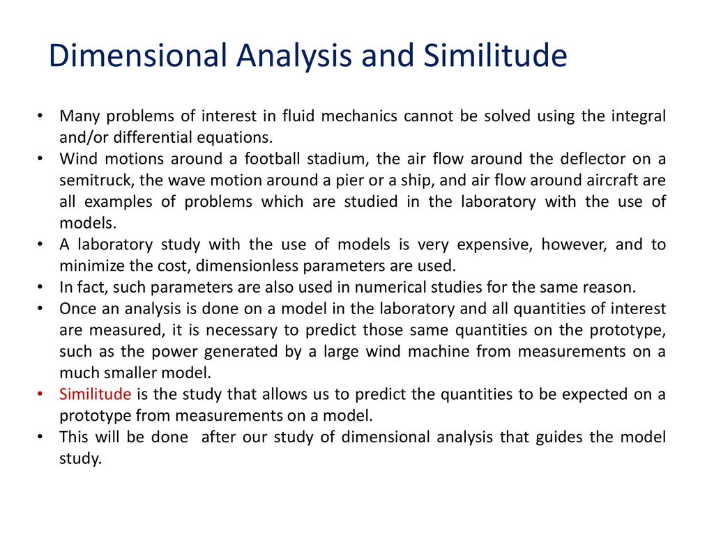 Dimensional Analysis and Similitude - ppt download