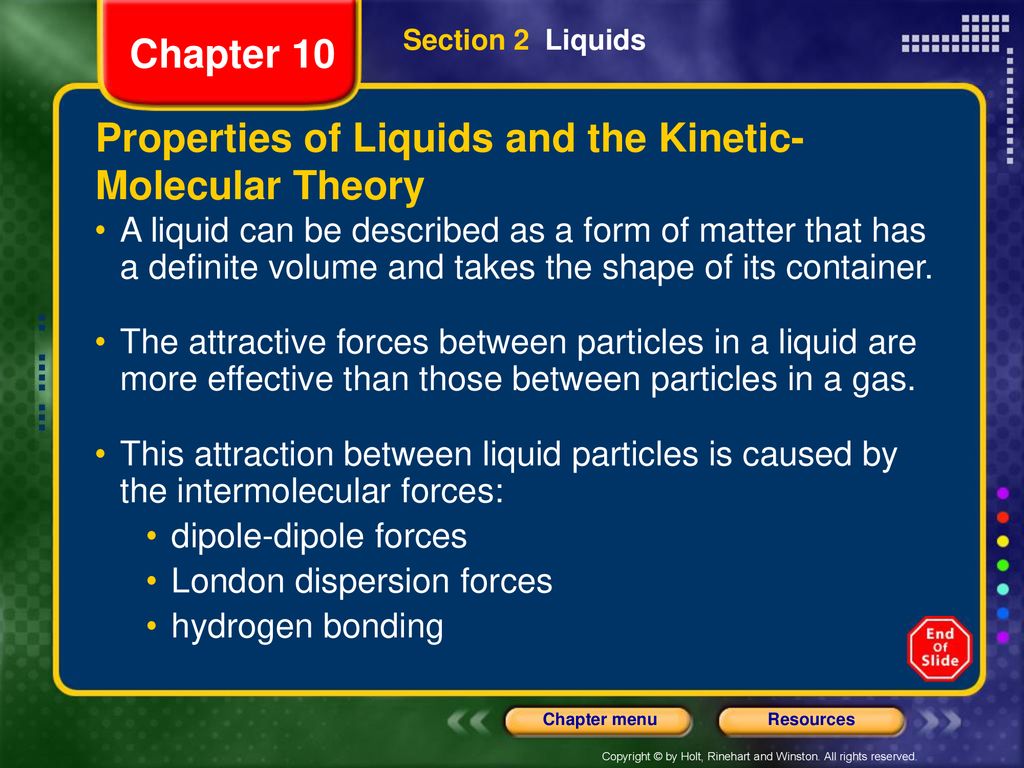 Properties of Liquids and the Kinetic-Molecular Theory