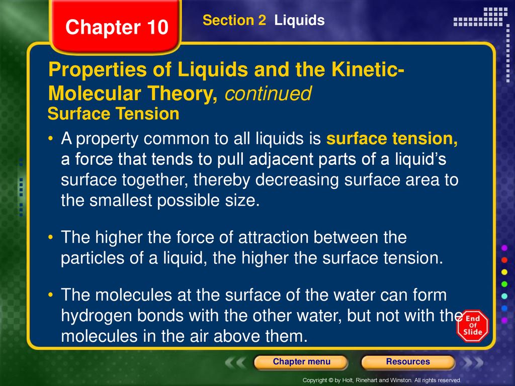 Properties of Liquids and the Kinetic-Molecular Theory, continued