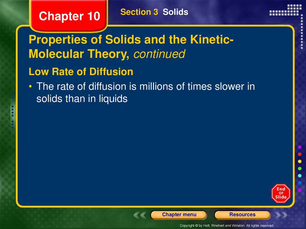 Properties of Solids and the Kinetic-Molecular Theory, continued