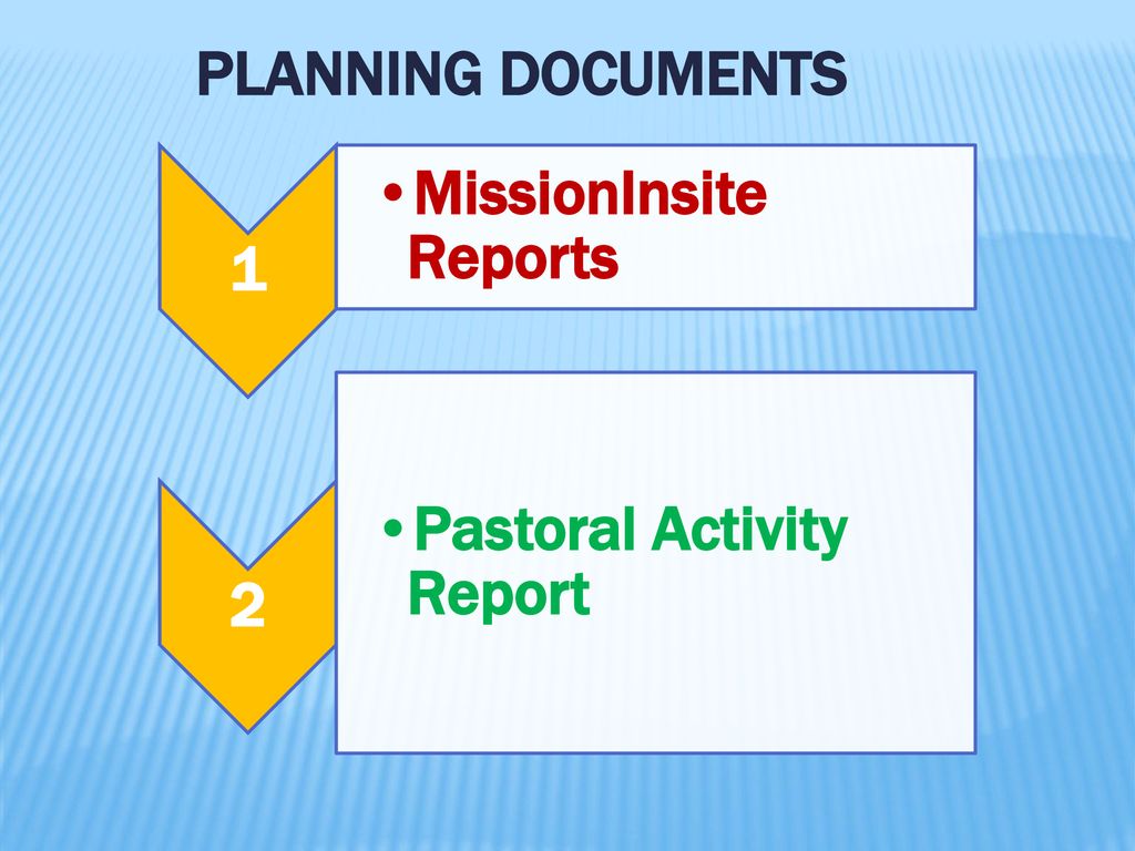 Planning Documents 1 MissionInsite Reports 2 Pastoral Activity Report