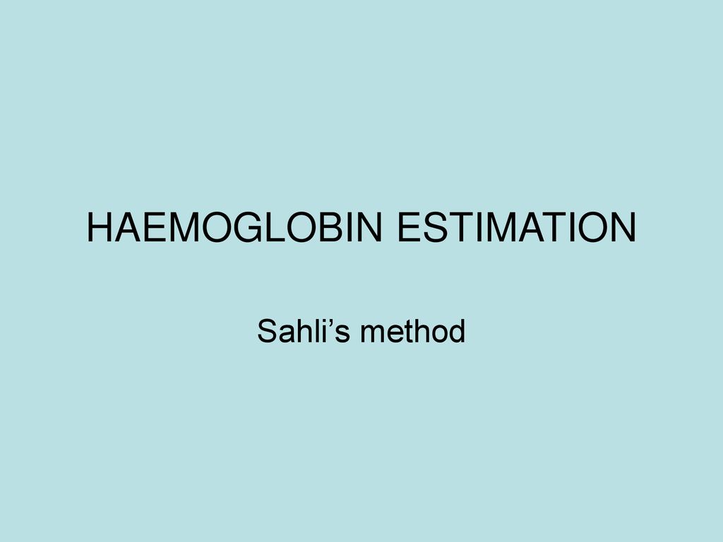 Estimation Of Haemoglobin Content Solution Parmacy