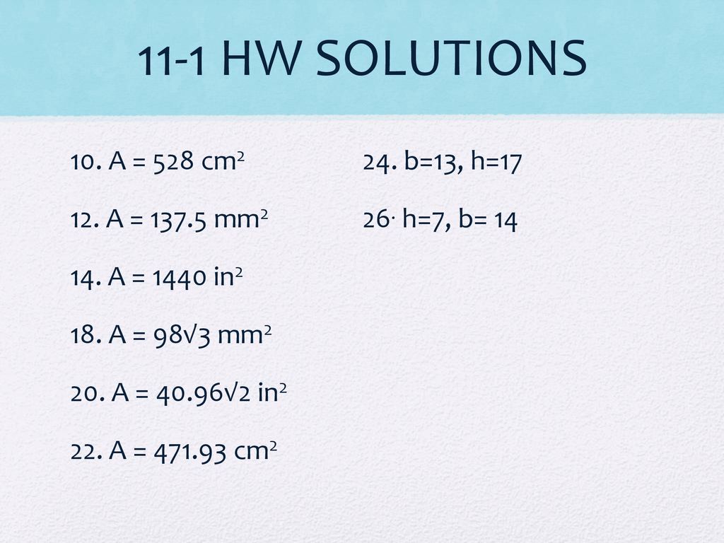 11-1 HW SOLUTIONS