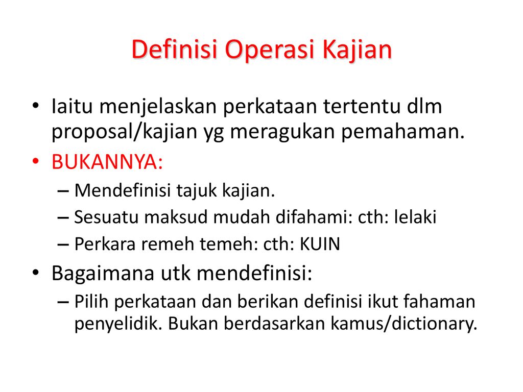 Definisi Operasi Kajian