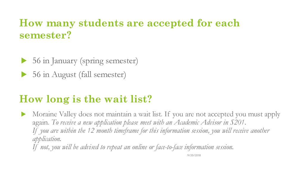 How many students are accepted for each semester