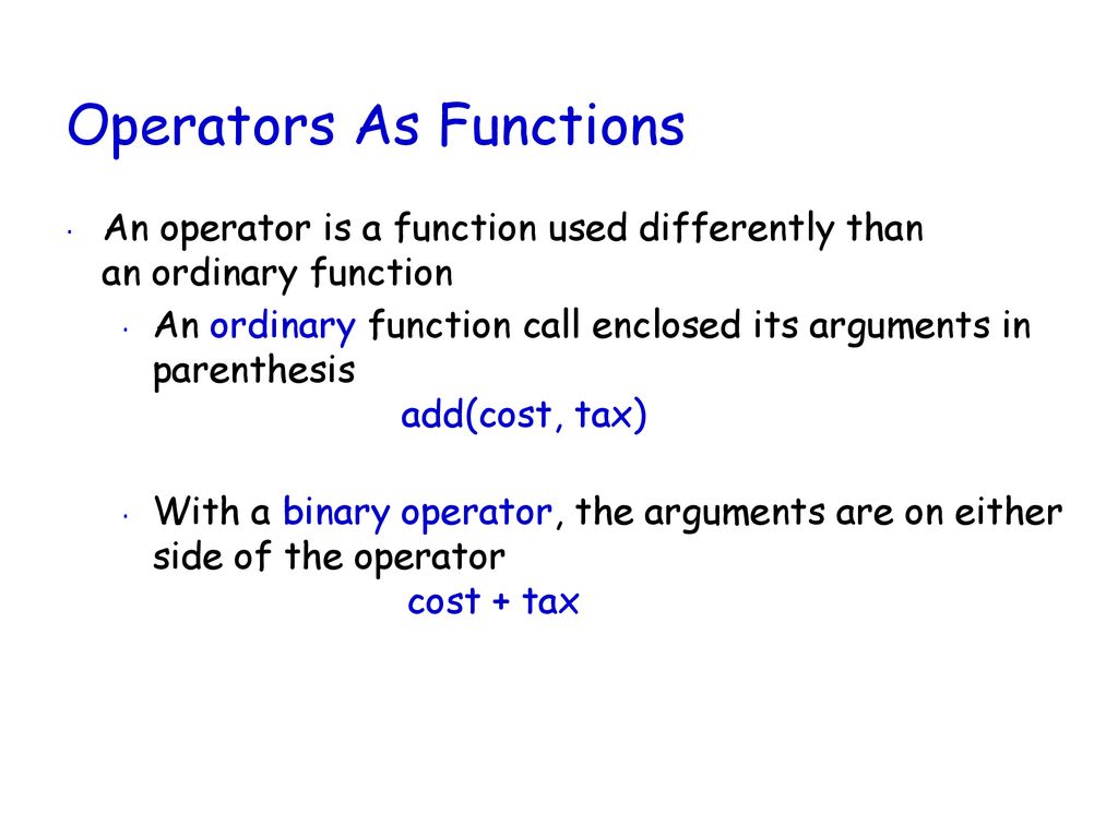 Operators As Functions