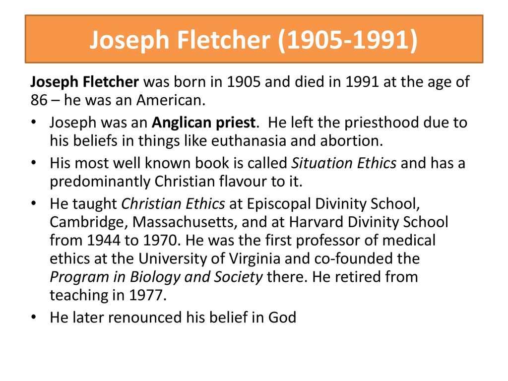 joseph fletcher situation ethics quotes