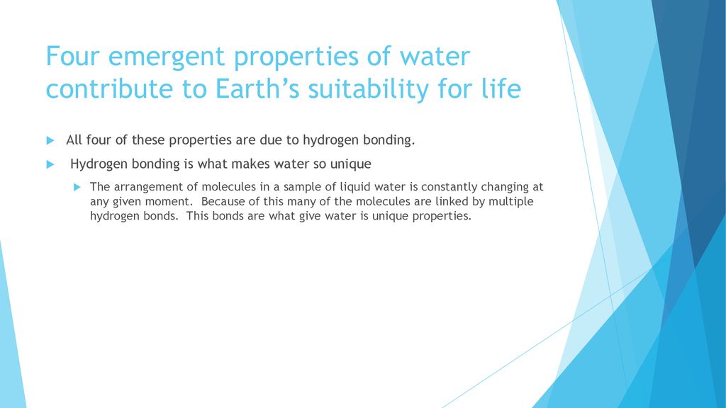 four life supporting properties of water
