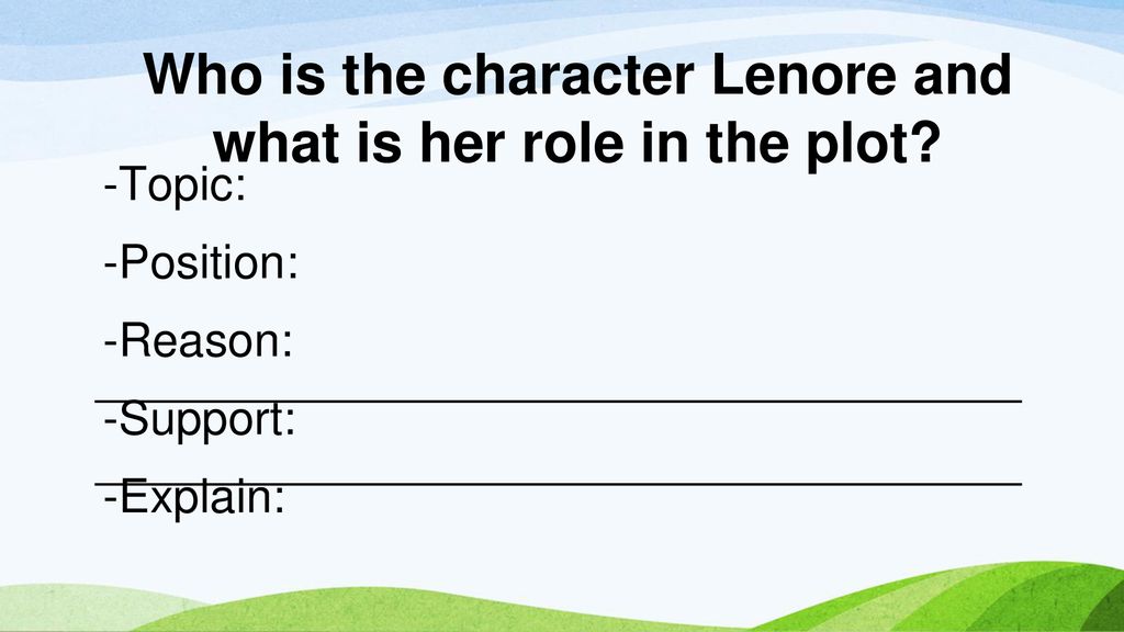 Who is the character Lenore and what is her role in the plot