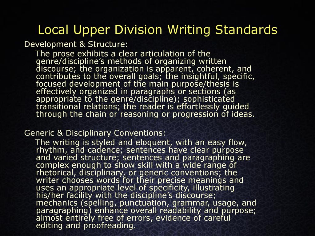 Local Upper Division Writing Standards