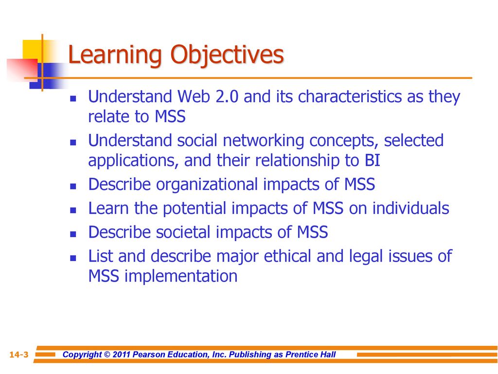 Learning Objectives Understand Web 2.0 and its characteristics as they relate to MSS.