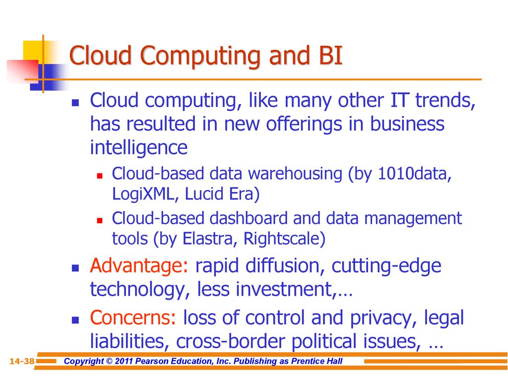 Cloud Computing and BI Cloud computing, like many other IT trends, has resulted in new offerings in business intelligence.