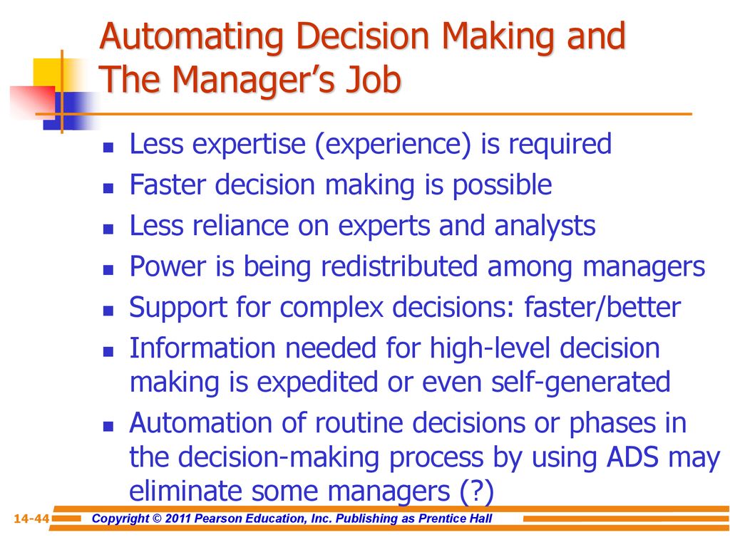 Automating Decision Making and The Manager’s Job