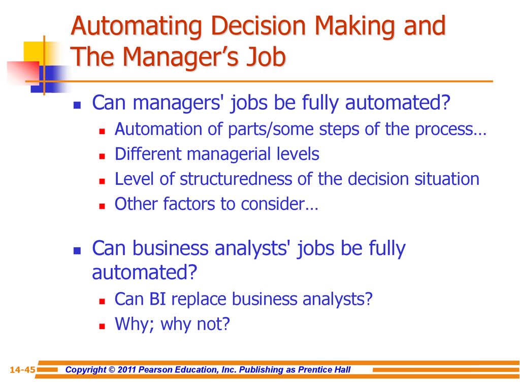 Automating Decision Making and The Manager’s Job