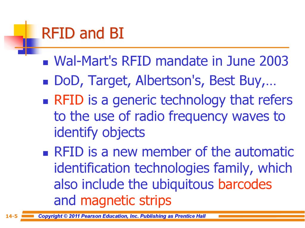RFID and BI Wal-Mart s RFID mandate in June 2003