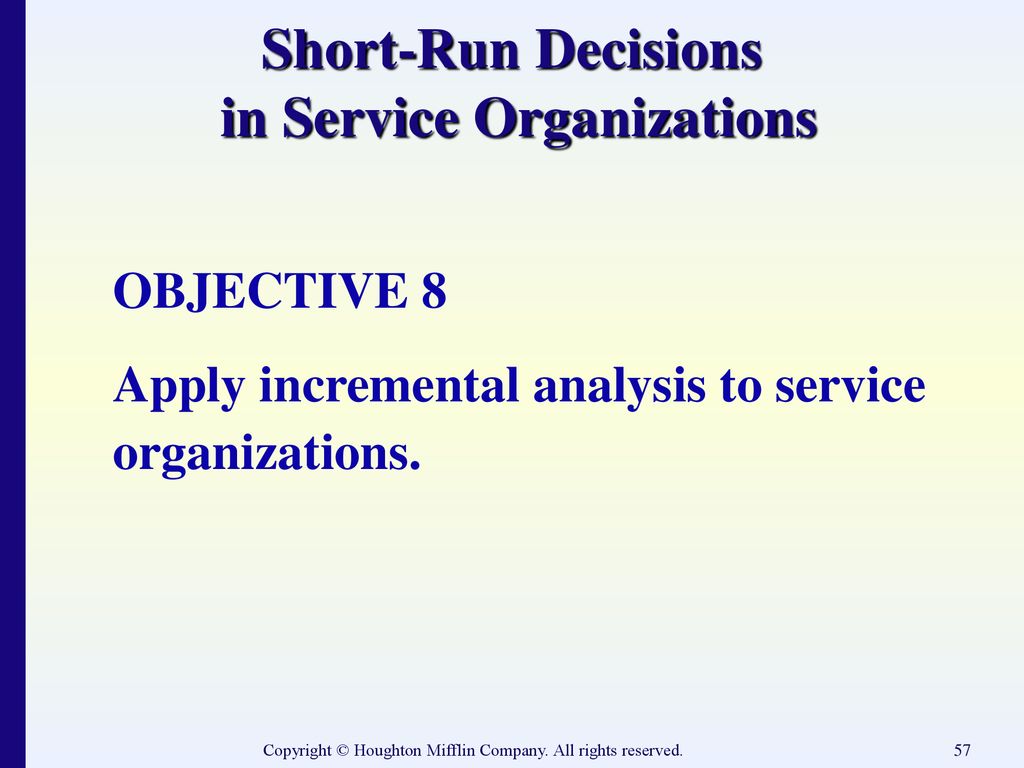 Short-Run Decisions in Service Organizations