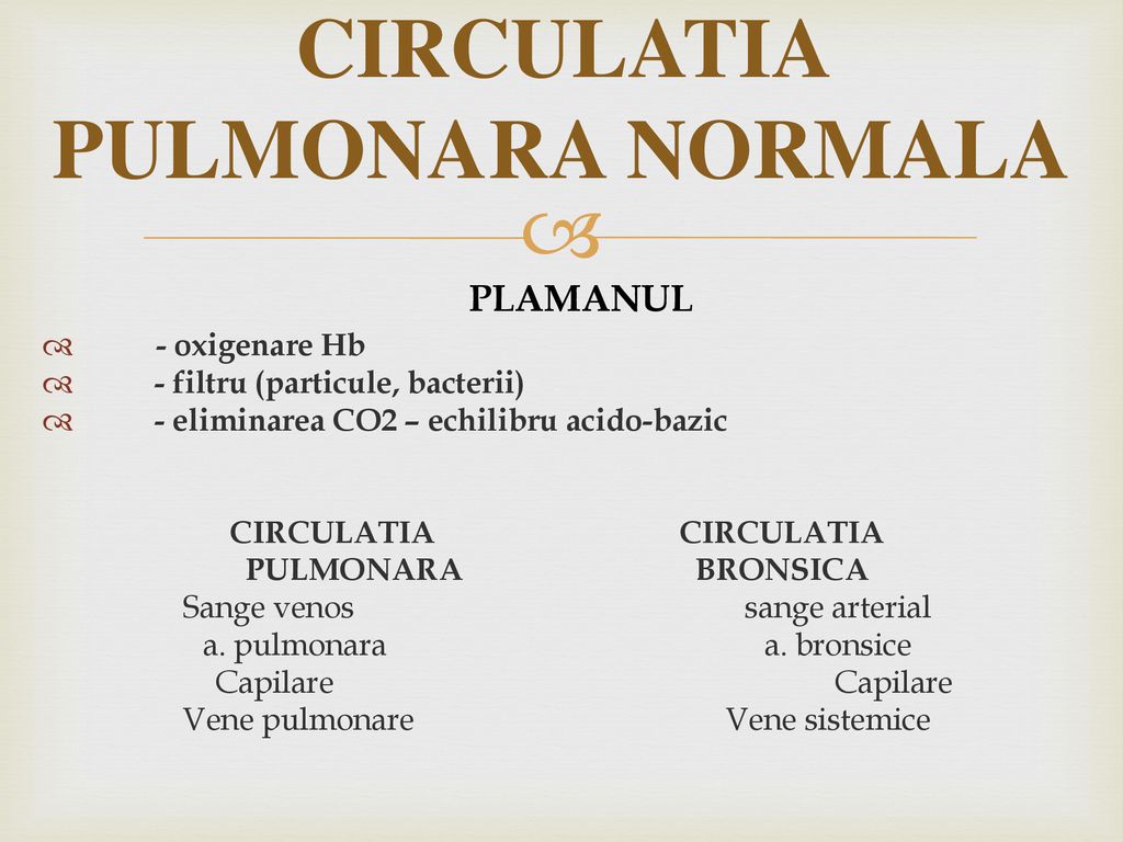 CIRCULATIA PULMONARA NORMALA