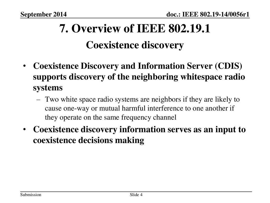 7. Overview of IEEE Coexistence discovery