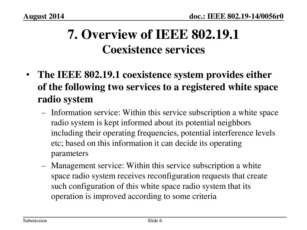 7. Overview of IEEE Coexistence services