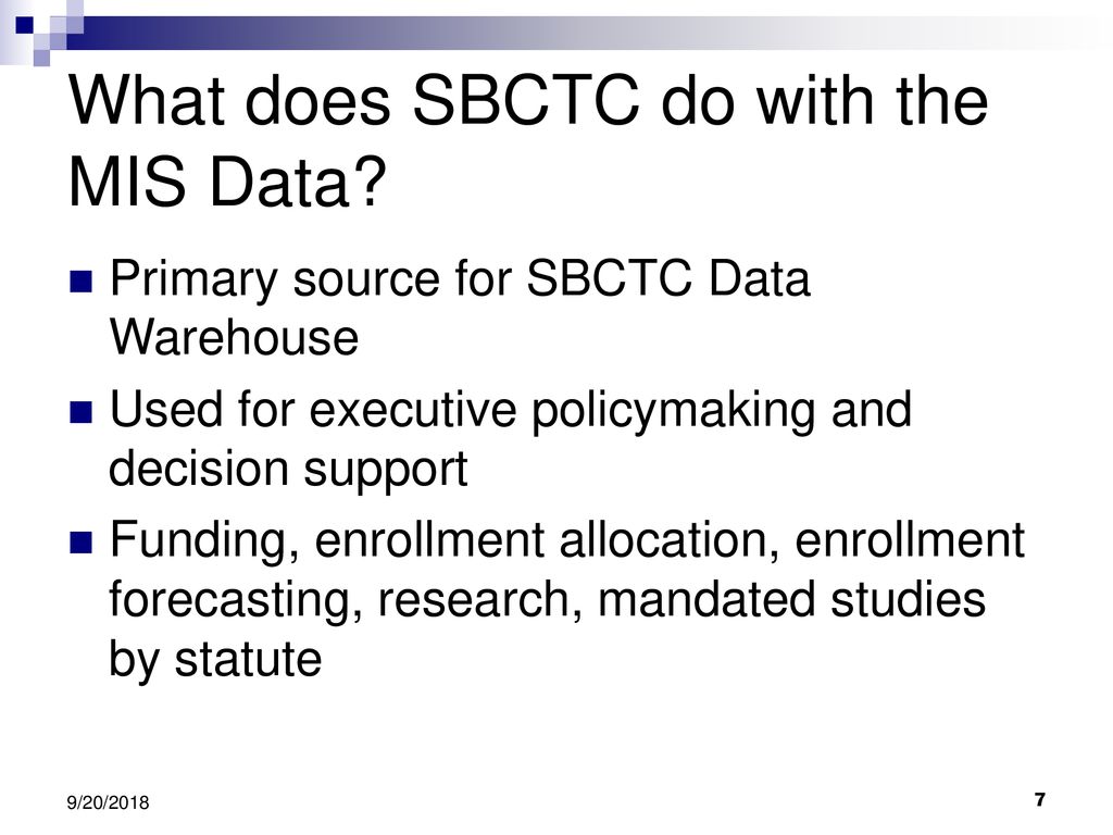 What does SBCTC do with the MIS Data