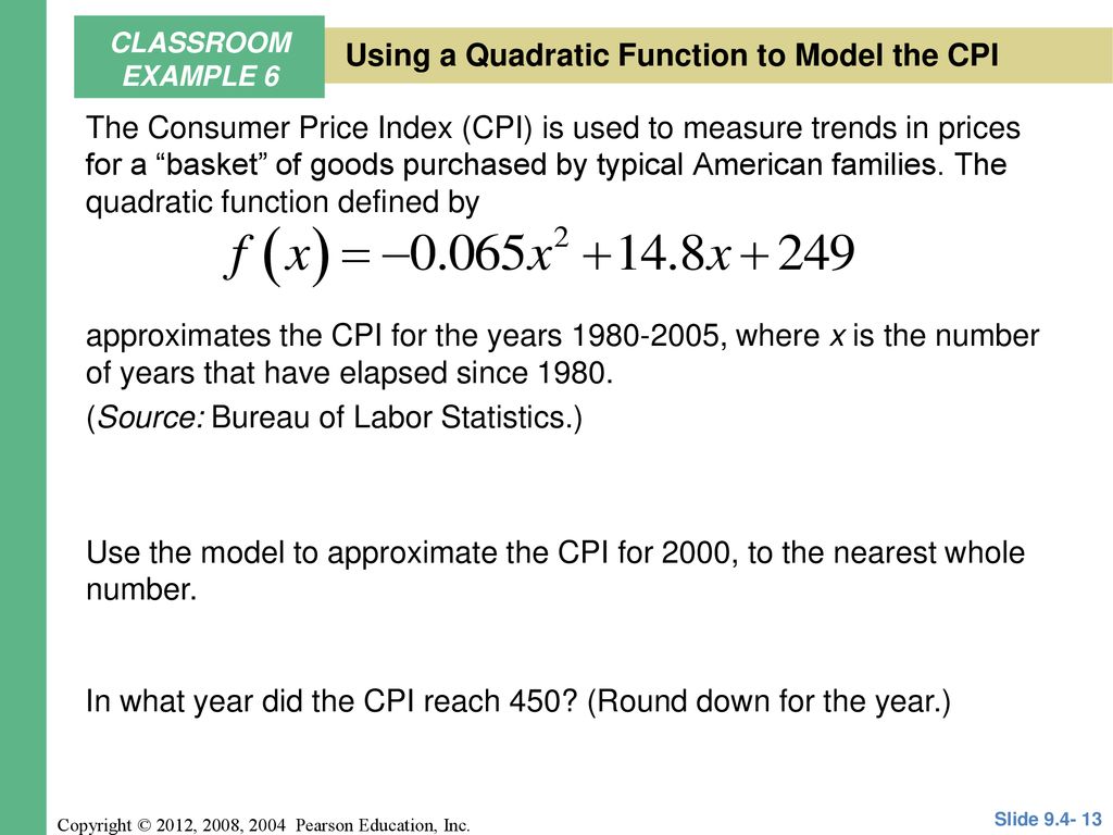 Using a Quadratic Function to Model the CPI