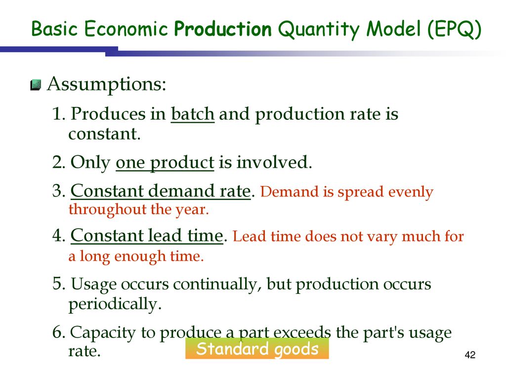 Basic Economic Production Quantity Model (EPQ)