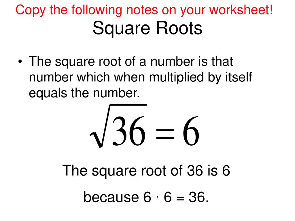 Perfect Squares and Square Roots - ppt download For Squares And Square Roots Worksheet
