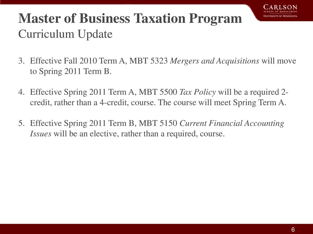 Master of Business Taxation Program - ppt download