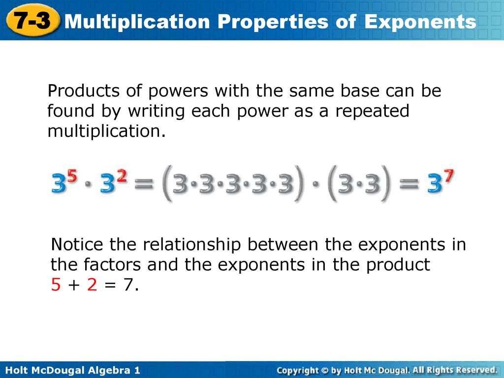 Multiplication properties of exponents ppt download