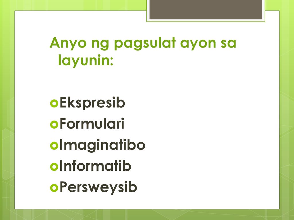 Uri Ng Pagsulat Ayon Sa Layunin