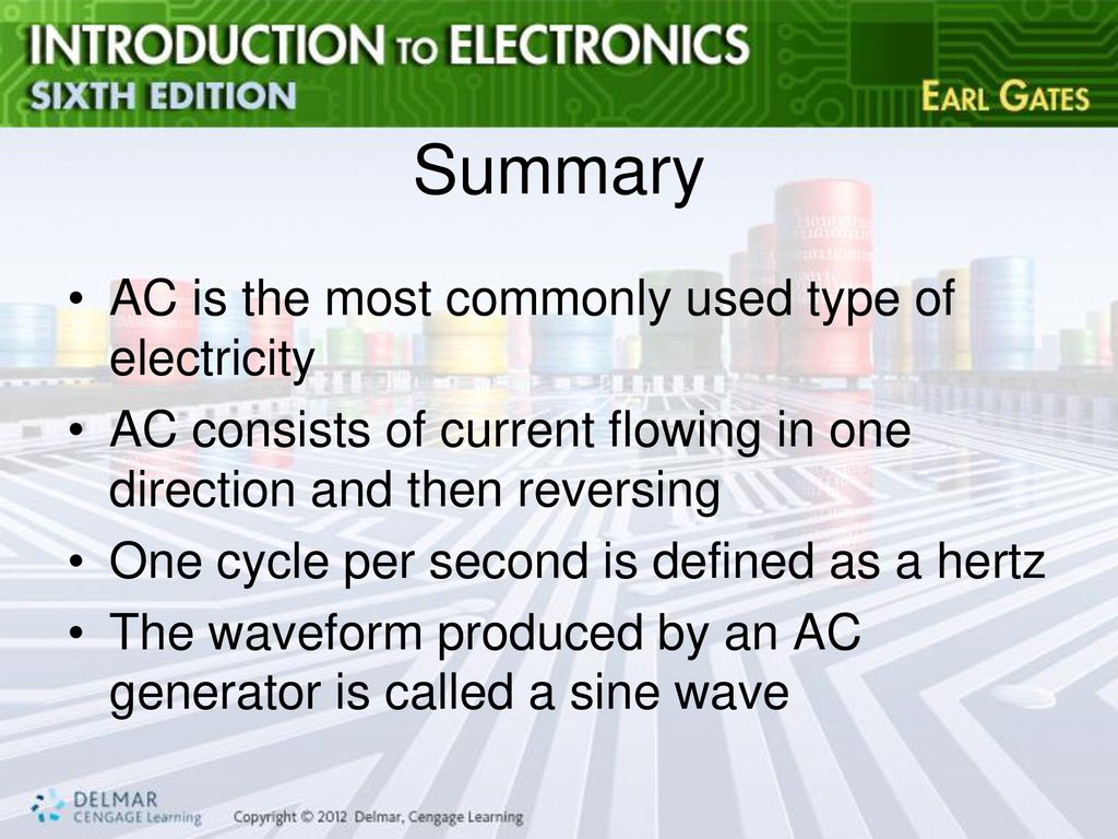 Summary AC is the most commonly used type of electricity