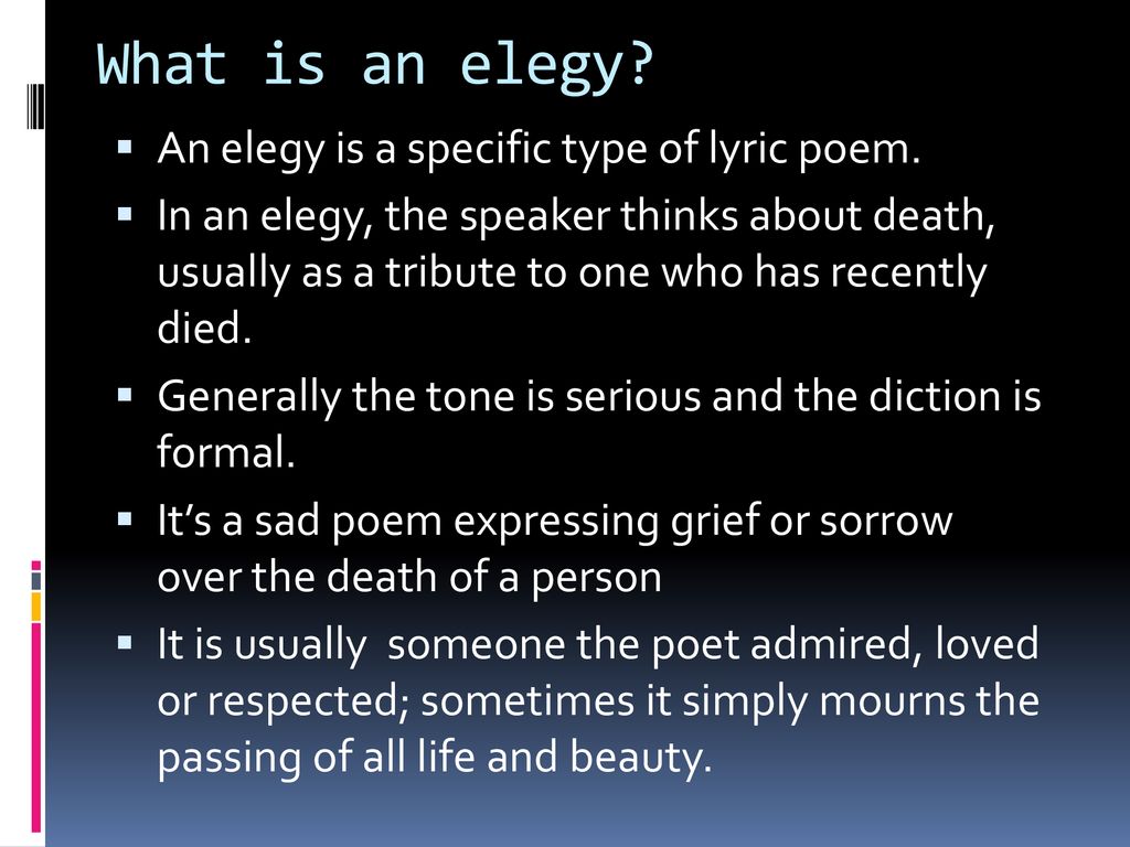 ELEGY, Diction And Syntax Poetry continued - ppt download