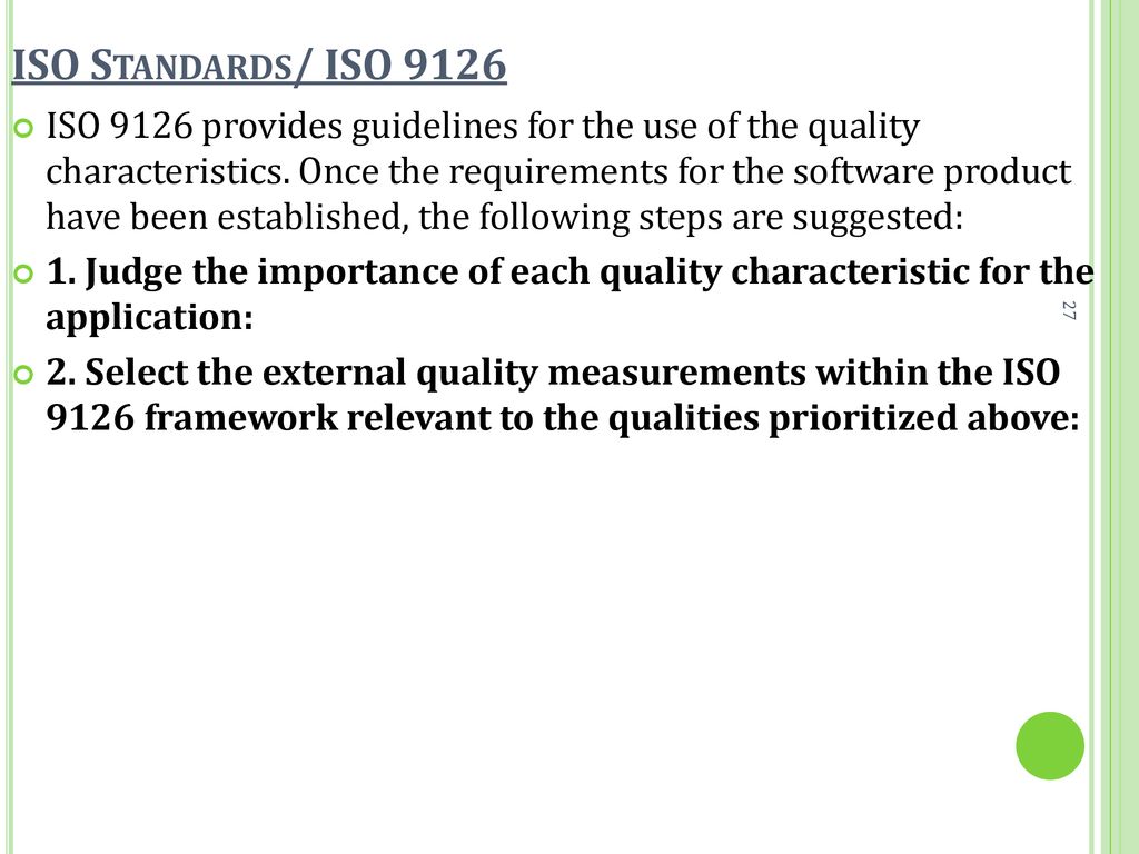 ISO Standards/ ISO 9126