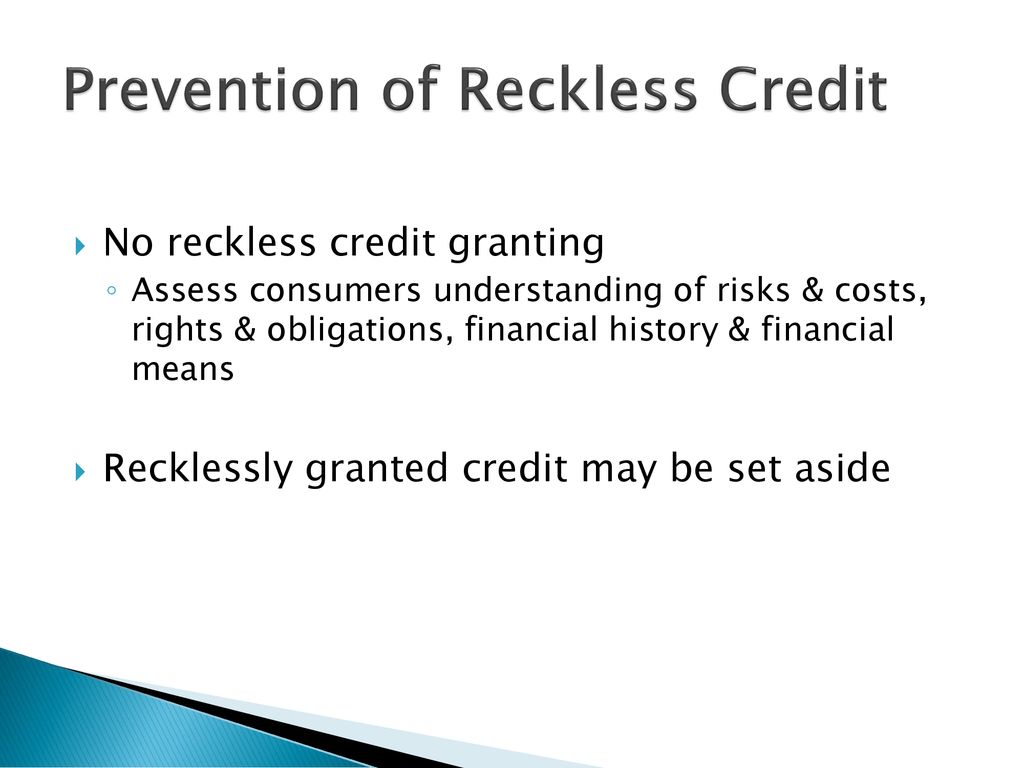 Prevention of Reckless Credit