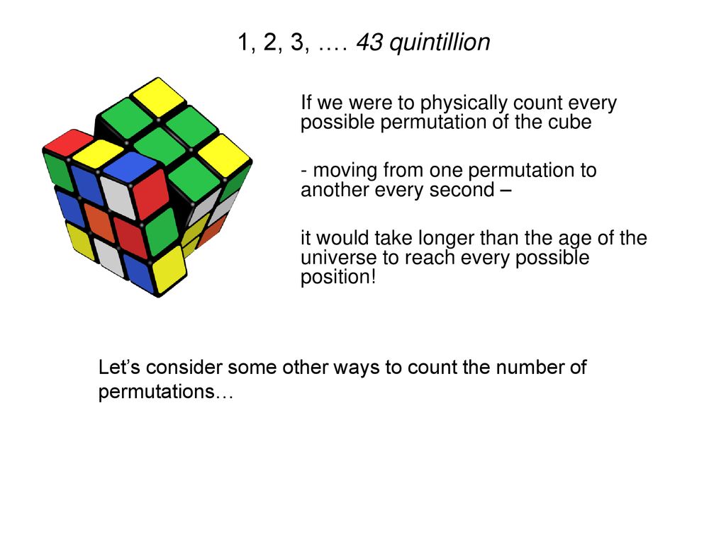 Counting the Permutations of the Rubik's Cube - ppt download