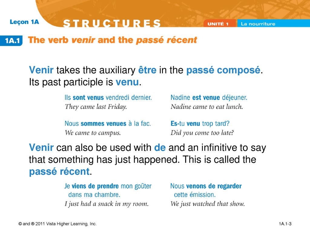 Point de départ In Level 1, you learned the verb aller and the futur proche.  Now you will learn how to conjugate and use the irregular verb venir (to. -  ppt download