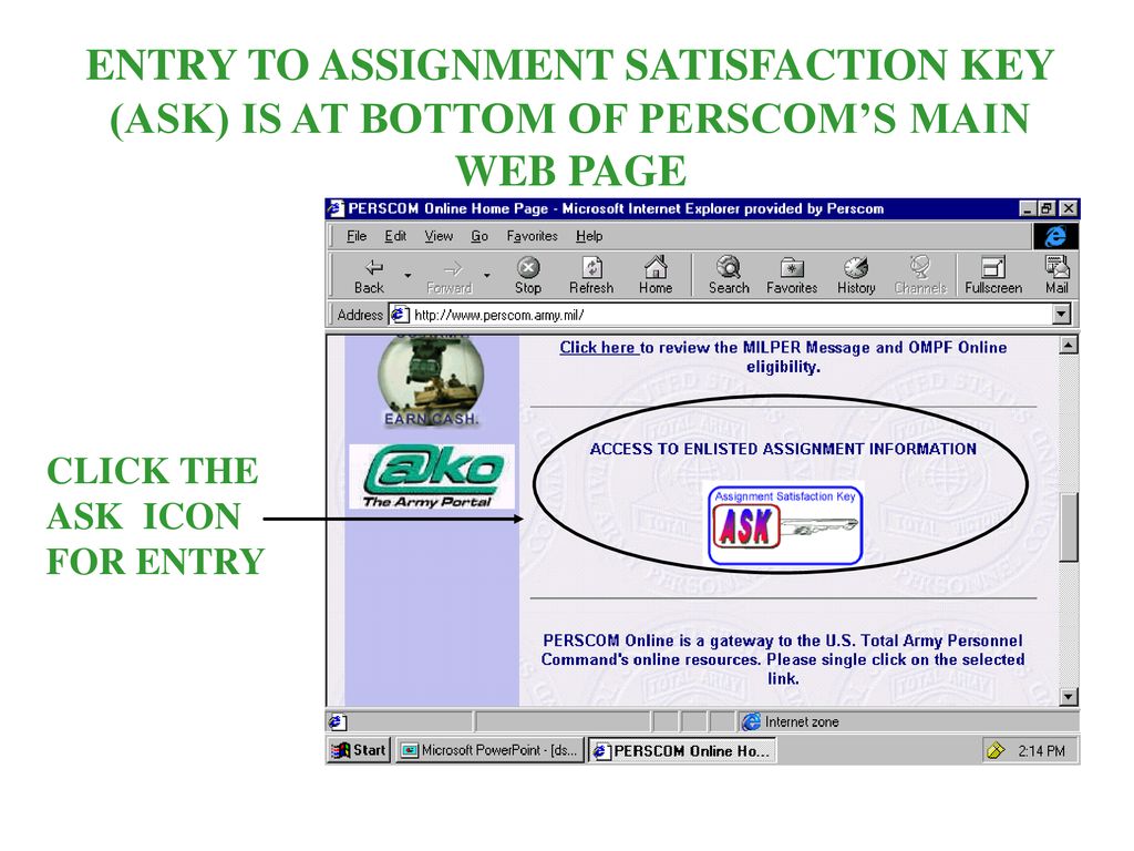 army ako assignment satisfaction key