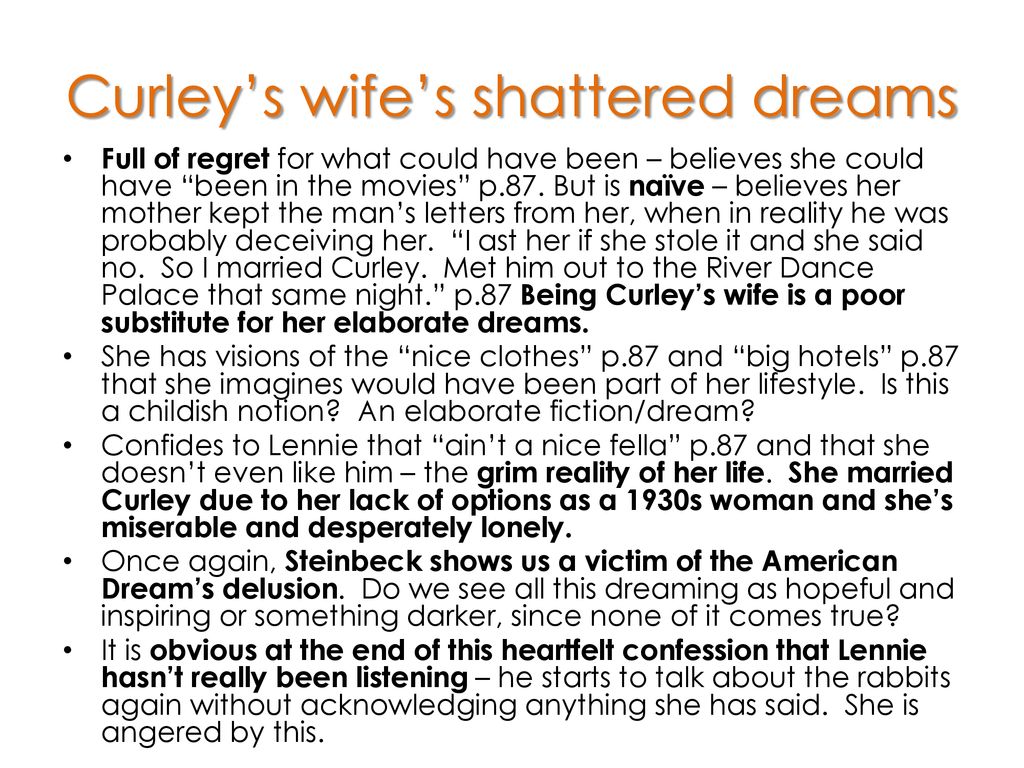 15++ What is curleys wife dream ideas